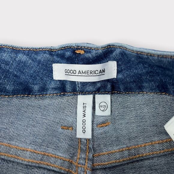 Good American Good Waist Distressed Skinny Ankle Jeans Blue476 - Picture 4 of 7